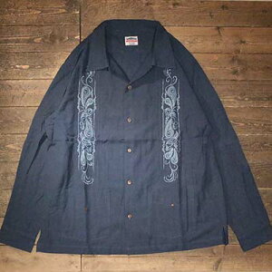 KUSTOMSTYLE SO-CAL(�J�X�^���X�^�C���\�[�L����)KSLS2107BL -LONGROOF- GUAYABERA LONG SLEEVE SHIRTS �O�@�W���x�[���V���c �L���[�o�V���c ���� COLOR: BLUE�yKUSTOMSTYLE SO-CAL���K�戵�X�zCannon Ball(�L���m���{�[��)