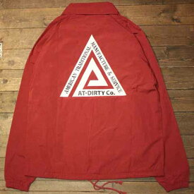 AT-DIRTY"TRIANGLE COACH JACKET"RED【AT-DIRTY】(アットダーティー)正規取扱店(Official Dealer)Cannon Ball(キャノンボール)【あす楽対応/送料無料/コーチジャケット】