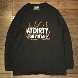 AT-DIRTY"HIGH VOLTAGE L/S TEE"BLACK【AT-DIRTY】(アットダーティー)正規取扱店(Official Dealer)Cannon Ball(キャノンボール)【あす楽対応/送料無料/カーバーオール/COVERALL/ショールカラー】
