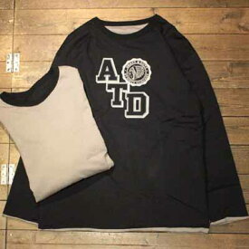 AT-DIRTY"DOUBLE FACE L/S TEE"BLACK/GRAY【AT-DIRTY】(アットダーティー)正規取扱店(Official Dealer)Cannon Ball(キャノンボール)【あす楽対応/送料無料/カーバーオール/COVERALL/ショールカラー】