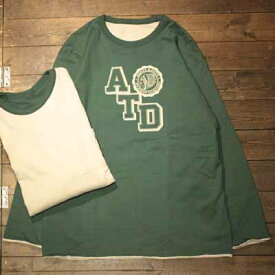 AT-DIRTY"DOUBLE FACE L/S TEE"GREEN/NATURAL【AT-DIRTY】(アットダーティー)正規取扱店(Official Dealer)Cannon Ball(キャノンボール)【あす楽対応/送料無料/カーバーオール/COVERALL/ショールカラー】