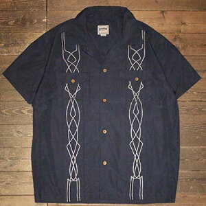 HOUSTON41204 CORD EMBROIDERY S/S SHIRT(CHEST POCKET) -NAVY�yHOUSTON�z(�q���[�X�g��)���K�戵�X(Official Dealer)Cannon Ball(�L���m���{�[��)�y�����y�Ή�/���������z