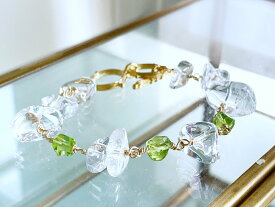 ユニセックス【4月＆8月の誕生石】ネガティブをはね返すペリドット＆水晶・ブレスレッド ブレスレット bracelet 天然石 パワーストーン クリスタルクォーツ Peridot メンズ グリーン おしゃれ 誕生日プレゼント