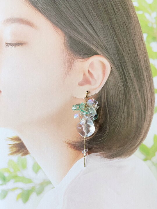 楽天市場】ゆらゆら淡いグリーン・イヤリング/ピアス (Green  
