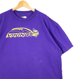 大きいサイズ メンズUS-2XLサイズ NFL Minnesota Vikings クルーネック半袖プリントTシャツ オフィシャル パープル 胸囲約134cm ミネソタバイキングス アメリカンフットボール アメリカ古着 USED ビッグサイズ t-2073n【中古】