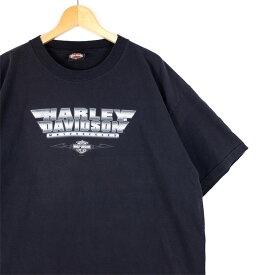 大きいサイズ メンズUS-2XLサイズ 00's ハーレーダビッドソン 半袖両面プリントTシャツ HARTFORD.WI ブラック 胸囲約128cm バー＆シールド イーグル オフィシャル HARLEY DAVIDSON ビンテージ バイカー アメリカ古着 USED BIGサイズ t-2361n【中古】