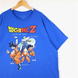 大きいサイズ メンズUS-3XLサイズ RIPPLE JUNCTION ドラゴンボールZ クルーネック半袖プリントTシャツ ブルー 胸囲約141cm キャラクター 孫悟空 孫悟飯 クリリン ピッコロ アニメ アメリカ古着 USED BIG t-2434n【中古】