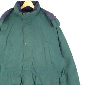 大きいサイズ メンズUS-XLサイズ 旧タグ 90's エディーバウアー Eddie Bauer グースダウン仕様 マウンテンパーカー 白タグ リッジラインタイプ ダウンジャケット 胸囲約148cm 無地 緑 グリーン系 tn-2063 アメカジ BIGサイズ 古着 【中古】