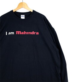 大きいサイズ メンズUS-3XLサイズ GILDAN クルーネック 長袖Tシャツ 両面プリント Mahindra インド車 ブラック 黒 胸囲約140cm ロングスリーブ ロンT アドバタイジング 企業物 アメリカ古着 USED BIG t-2530n【中古】