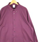 大きいサイズ メンズUS-2XLサイズ ブルックスブラザーズ Brooks Brothers REGENT 長袖ボタンダウンシャツ ポロカラー BDシャツ 胸囲約146cm 無地 紫 パープル系 tn-2233n アメカジ BIGサイズ 古着 【中古】