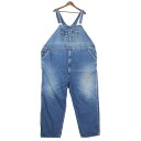 特大 超大きいサイズ メンズW56 キー デニムオーバーオール ブルー 雰囲気系 ウエスト実寸約139cm 股下78cm KEY ワー…