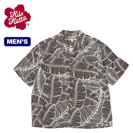 ヒロハッティ レーヨンアロハシャツ Hilo Hattie RAYON MEN'S ALOHA SHIRT メンズ 542-70320 トップス 半袖 ハワイ 葉柄 総柄 キャンプ アウトドア フェス 【正規品】