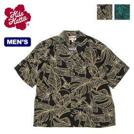 ヒロハッティ レーヨンアロハシャツ Hilo Hattie RAYON MEN'S ALOHA SHIRT メンズ 542-LW-21-796 トップス 半袖 ハワイ 葉柄 総柄 キャンプ アウトドア フェス 【正規品】