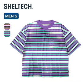 シェルテック ワイドボーダーT メンズ SHELTECH Wide Border Tee Men's SHL23SS004 接触冷感 吸水速乾 軽量 紫外線対策 遮熱 半袖 Tシャツ ポケット シンプル アウトドア キャンプ