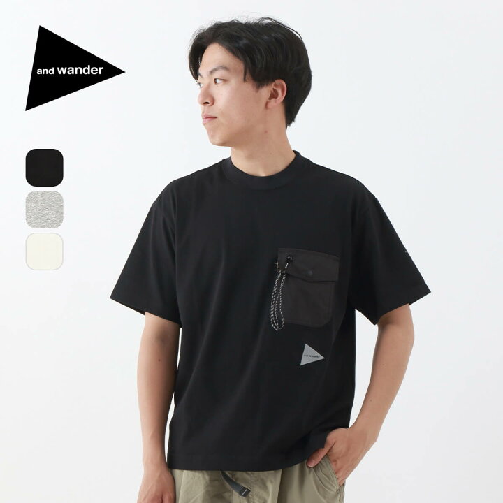 楽天市場】アンドワンダー ポケットT and wander pocket T メンズ  