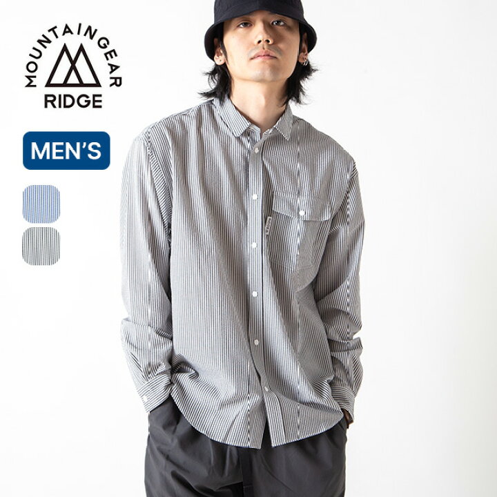 SALE Max15 OFF リッジマウンテンギア ベーシックロングスリーブシャツ ストライプ メンズ RIDGE MOUNTAIN GEAR Basic Long Sleeve Shirt Stripe 長袖 ロングスリーブ シャツ トップス おしゃれ キャンプ アウトドア OutdoorStyle サンデーマウンテン