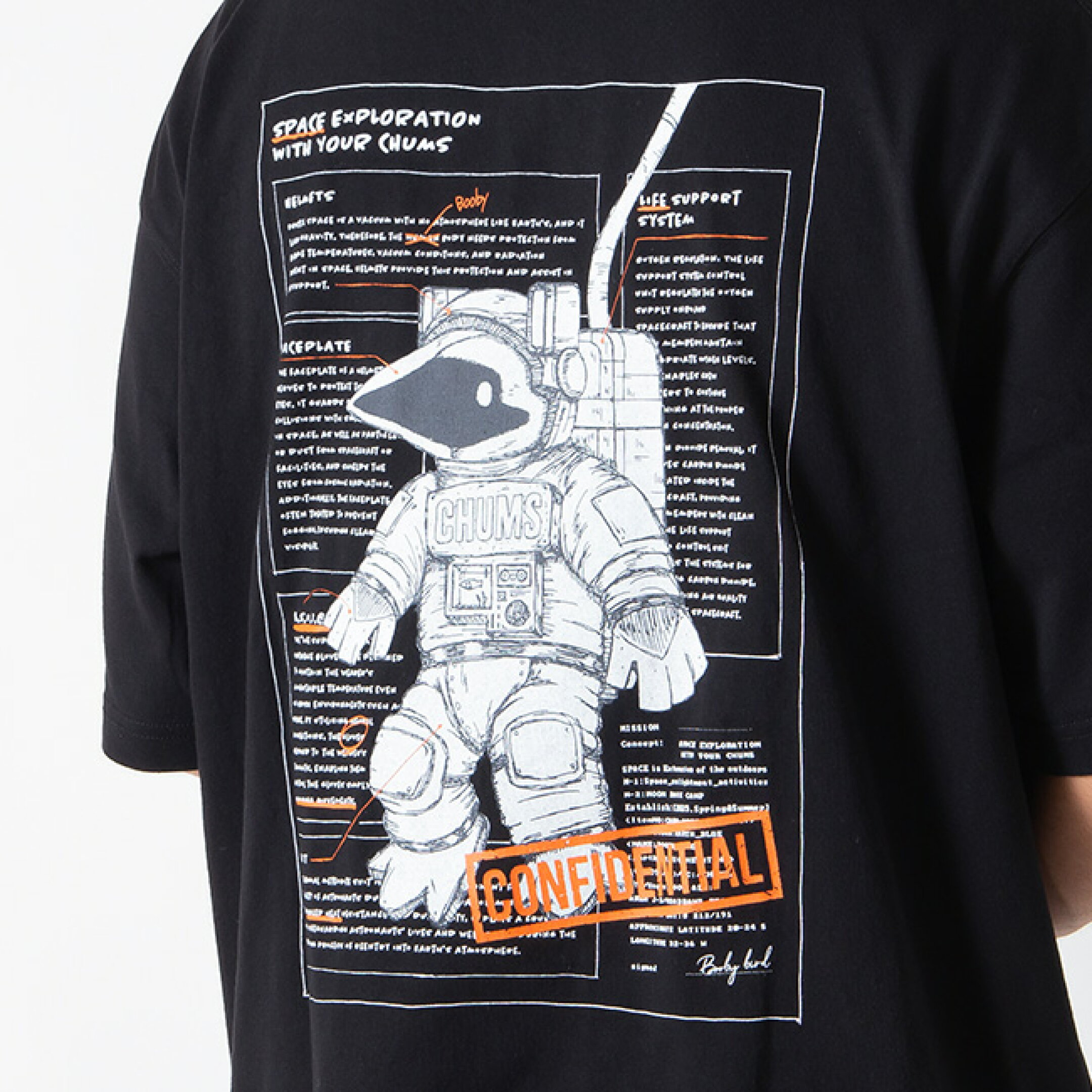 チャムス スペースブービースペーススーツTシャツ Space Booby Spacesuit T-Shirt メンズ レディース ユニセックス CH01-2546 トップス 半袖 ショートスリーブ オーバーサイズ タウンユース キャンプ アウトドア