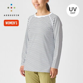 【SALE Max20%OFF】アクシーズクイン サンプルーフボーダーLS Tee【ウィメンズ】 AXESQUIN レディース 011110 長袖 ロングスリーブ ボーダー シンプル トップス ロンT 紫外線対策 UVカット 遮熱 日焼け止め おしゃれ キャンプ アウトドア