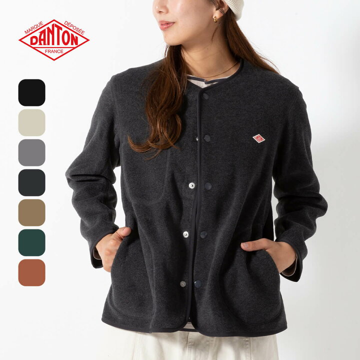 DANTON レディース ノーカラーフリースジャケット 36 DANTON - DANTON 