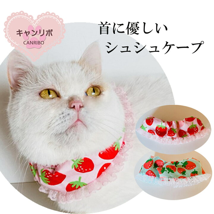 楽天市場】【送料無料】手作り 猫 首輪【シュシュ ケープ ポップ 苺  