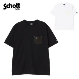 Schott ワンスターレザーポケットTシャツONESTAR LEATHER POCKET T-SHIRT 7823934013 ショット