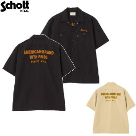 Schott チェーン刺繍TC半袖ワークシャツTC WORK SHIRT"AMERICAN BRAND WITH PRIDE EMB" 7824123008(ショット)