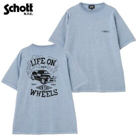 Schott 「LIFE ON WHEELS」バックプリントヘザー杢TシャツHEATHER T-SHIRTライフ オン ホイールズ 7824134007 ショット