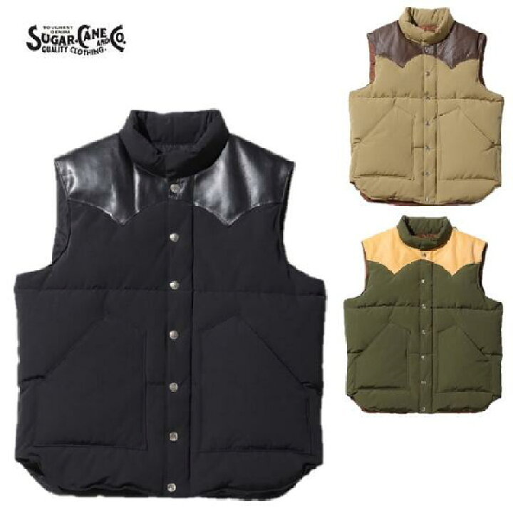 楽天市場】SUGAR CANE 2024レザーヨークダウンベストLEATHER YOKE T/C 
