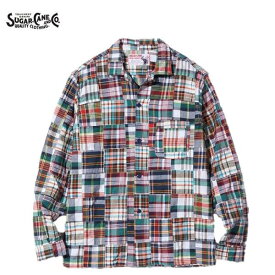 SUGAR CANE インドマドラスパッチワークオープンシャツ(日本製)INDIA MADRAS CHECK PATCHWORK OPEN SHIRT SC29257（シュガーケーンTRUE MADRAS)MADE IN JAPAN