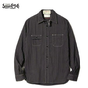 SUGAR CANE FICTION ROMANCE 8.5IXubNEHobVXgCv[NVcMADE IN JAPAN 8.5oz. BLACK WABASH STRIPE WORK SHIRT SC29585iVK[P[tBNV}Xj({)