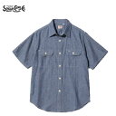 SUGAR CANE 定番ブルーシャンブレー半袖ワークシャツ(日本製)BLUE CHAMBRAY WORK SHIRT (SHORT SLEEVE) SC37941（シュガーケーン)MADE IN JAPAN日本製