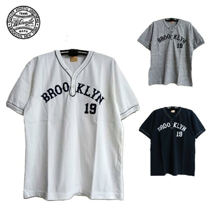 楽天市場】Whitesville BROOKLYNフロッキープリント半袖ヘンリーネック 