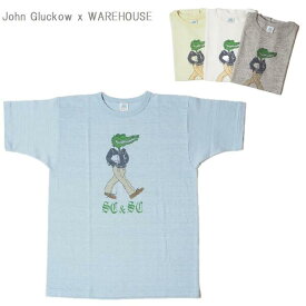 JOHN GLUCKOW Lot JG-CS06 「Preppie Alligator」プリントTシャツJGTS-23SS008 John Gluckow x WAREHOUSE（ジョングラッコーxウエアハウス）MADE IN JAPAN日本製