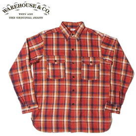 WAREHOUSE Lot 3022 G柄フランネルシャツウィズチンストラップ(未洗い)FLANNEL SHIRTS WITH CHINSTRAP N/W (NON WASH) WHSH-23AW018（ウエアハウス）WARE HOUSE(ウェアハウス)