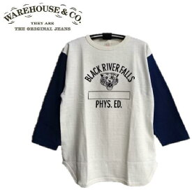 WAREHOUSE Lot 4800(TIGERS)プリント7分袖ベースボールTシャツ（クルーネック)WHTS-23AW003（ウエアハウス）WARE HOUSE【ウェアハウス】MADE IN JAPAN日本製