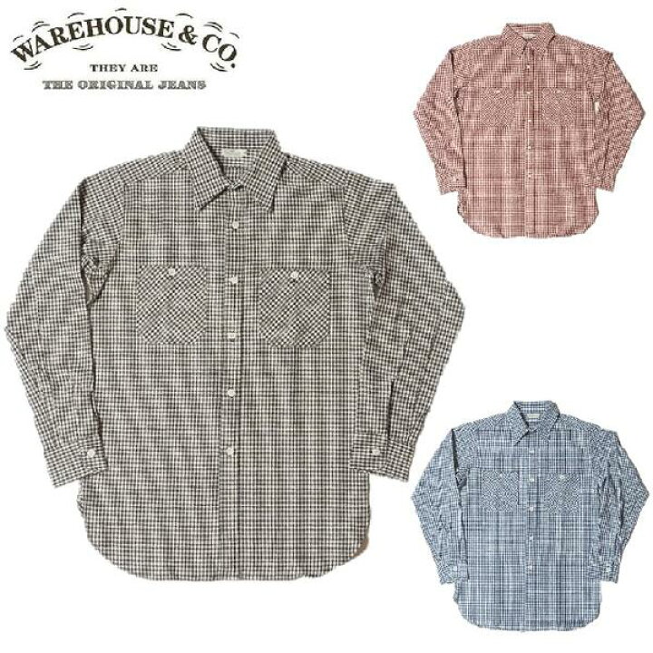 楽天市場】WAREHOUSE Lot 3055 A柄ギンガムチェック柄長袖ワークシャツ 