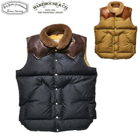 ROCKY MOUNTAIN x WAREHOUSE(2025)ホースレザーヨークナイロンクリスティーダウンベストNYLON CHRISTY DOWN VEST Lot.2235-290-252-52 WHJA-25SU003（ロッキーマウンテンxウエアハウス）ROCKY MOUNTAIN FEATHERBED CO.WARE HOUSEウェアハウス MADE IN JAPAN (日本製)