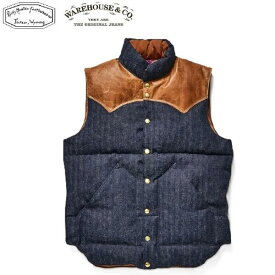 ROCKY MOUNTAIN x WAREHOUSE(2025)インディゴヘリンボーンダウンベストINDIGO HERINGBORN DOWN VEST Lot.2237 290-252-53 WHJA-25SU005（ロッキーマウンテンxウエアハウス）ROCKY MOUNTAIN FEATHERBED CO.ウェアハウス MADE IN JAPAN (日本製)