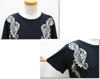 ●Auditionオーディション40/-フラワー刺繍ルーズTシャツM-0702