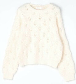 ●nicole　white【ニコルホワイト】　透かし編みニットプルオーバー　セーター　3505-6412