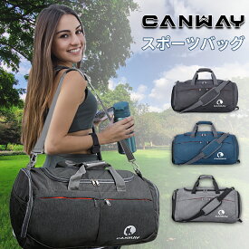 CANWAY スポーツバッグ ジム ヨガマット バッグ トラベルバッグ　旅行シューズ ボストン 収納バッグ　大容量 ファスナーポケット　超軽量 乾湿分離 45L