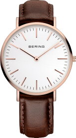 ベーリング 腕時計 メンズ ブラウン ホワイト クオーツ レザー Bering 13738564