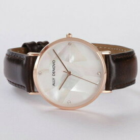 腕時計 レディース ローズゴールド ALLY DENOVO GaiaPearl ガイアパール 36mm ホワイト/ブラウン ウォッチ AF5003-2 プレゼント ギフト 実用的 かっこいい カッコイイ かわいい 可愛い オシャレ おしゃれ