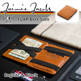 Jaimie Jacobs FLAP BOY SLIM 魔法の財布 コニャック （ スキミング防止 超コンパクト ギフトボックス付き ） 【 正規輸入品 】（ 日本独占販売権取得) かっこいい カッコイイ オシャレ おしゃれ