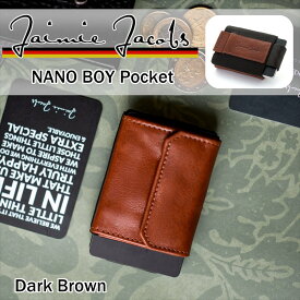 Jaimie Jacobs NANO BOY POCKET コンパクト財布 （ マネークリップ 小銭入れ カードケース ギフトボックス付き) Dark Brown ダークブラウン 正規輸入品 かっこいい 財布 フラグメントケース おしゃれ