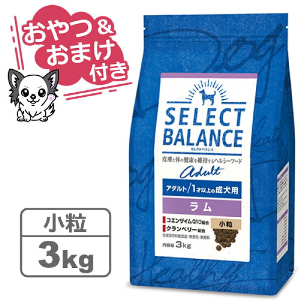 【クーポン配布中】【おやつ＆おまけ付き♪】セレクトバランス アダルト ラム 小粒 3kg　1才以上の成犬用【Select Balance セレクト・バランス （成犬用）】