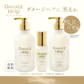 【公式】DAMAGE HERO ダメージヒーロー スーパーリペア シャンプー トリートメント ヘアオイル 3本セット 7大ダメージ補修 熱 乾燥 紫外線 摩擦 カラー ブリーチ パーマ 美容室仕上げ サロン 分子補修成分配合 ボトル ハイダメージ向け