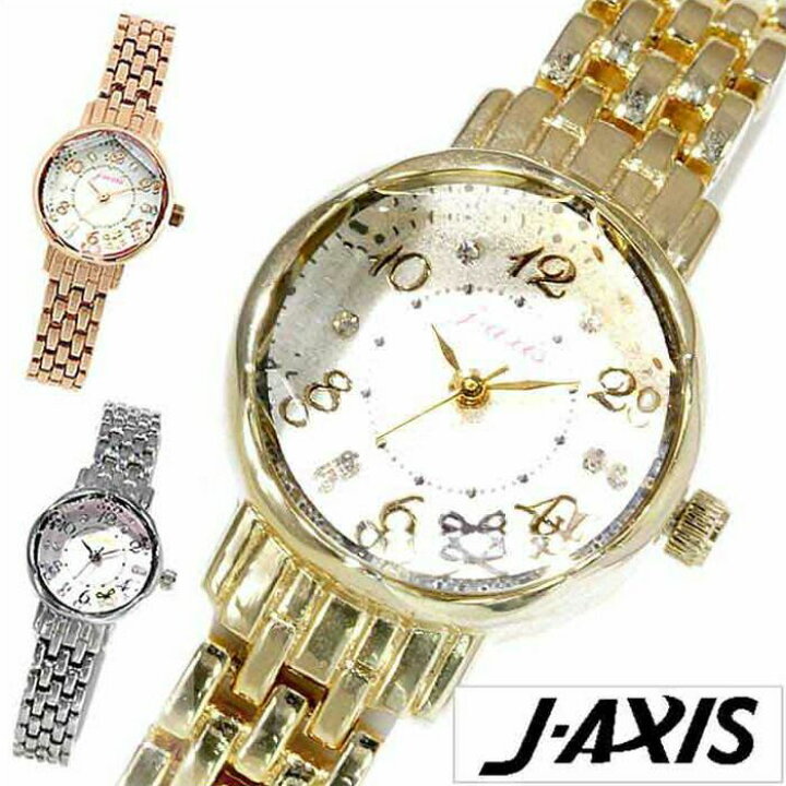 楽天市場 ジェイアクシス腕時計 J Axis時計 J Axis 腕時計 ジェイアクシス 時計 レディース ホワイト ピンク Bl995 カットガラス おしゃれ リボン かわいい メタル ゴールド J Axis ご褒美 誕生日 新生活 プレゼント ギフト クリスマス ブランドアクセと腕時計の