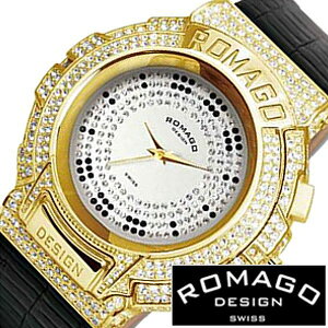 訳あり ロマゴデザイン腕時計 ROMAGODESIGN時計 ROMAGO DESIGN 腕時計 ロマゴ デザイン 時計 Trend series メンズ レディース 大きめ シルバー RM025-0256ST-GDBK ミラーウォッチ ブラック 黒 おしゃれ ブラン