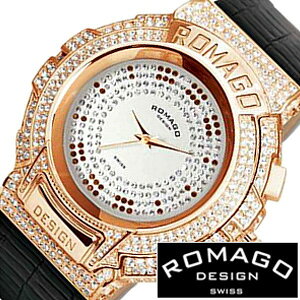 訳あり ロマゴデザイン腕時計 ROMAGODESIGN時計 ROMAGO DESIGN 腕時計 ロマゴ デザイン 時計 Trend series メンズ シルバー RM025-0256ST-RGBK クリスタル ストーン ミラーウォッチ ブラック ゴールド 黒 金 ブ